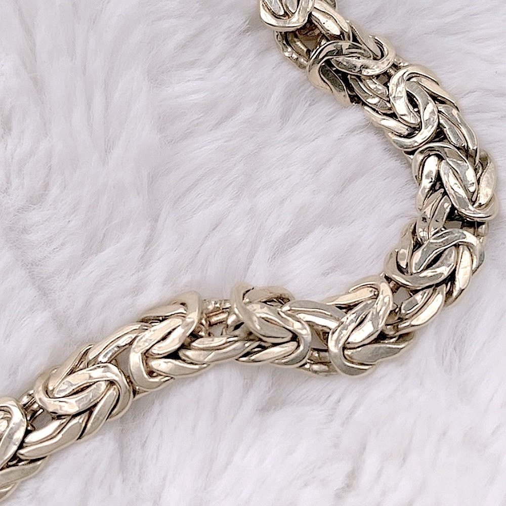 14k Solid Yellow Gold Solid Chunky Byzantine Brac… - image 5